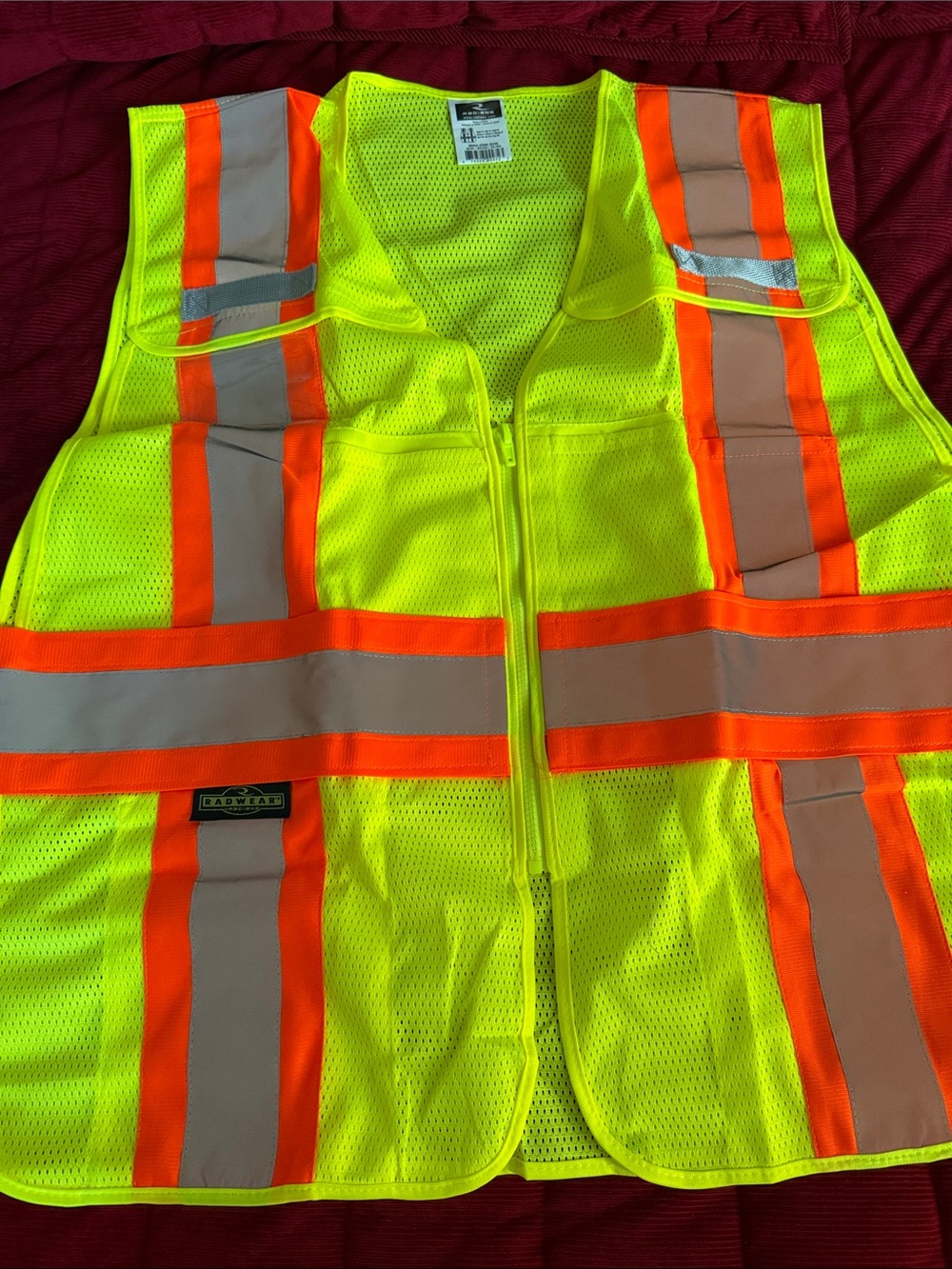 Radwear High-Visibility Yellow Safety Vest. Men or women size 3X